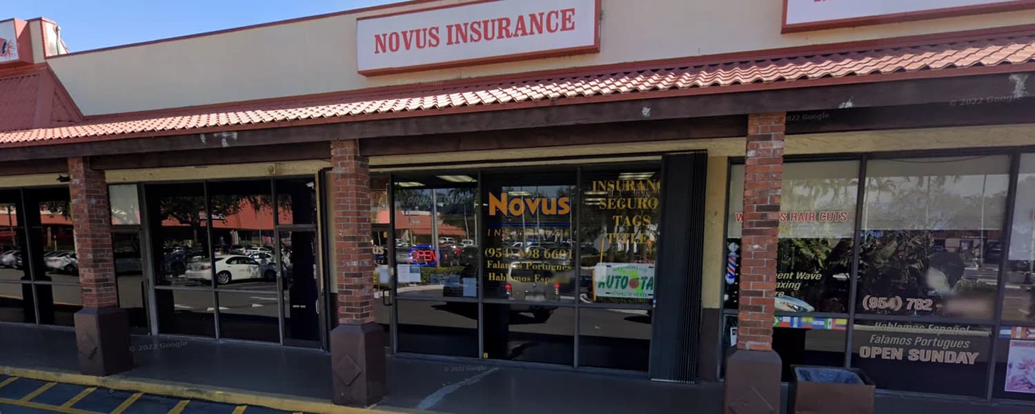Exterior of the Novus Insurance agency office in South Florida